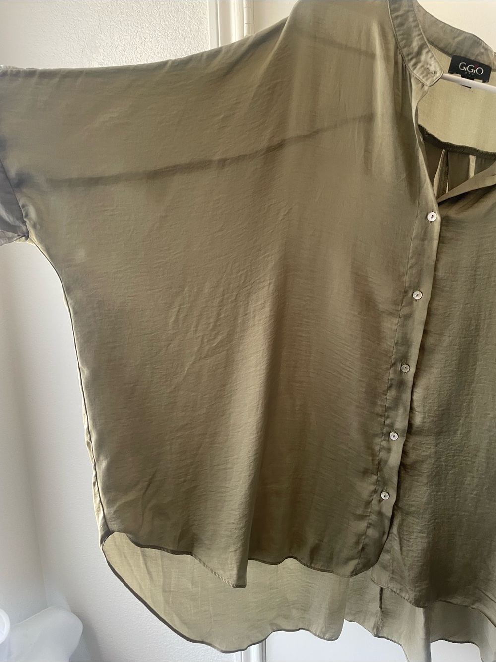 GGO Olive Relaxed Button-Down Tunic Shirt - Picture 4 of 8
